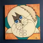 One of a Kind Whimsical Original Fat Cat Painting "Tita"