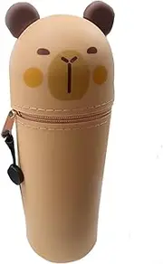 Desk Pencil Holder,Cartoon Capybara Foldable Pen Holder - Zippered Opening Organizer Storage Supplies for Classroom Home Dorm School Teens Kids Student Use