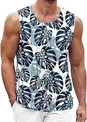 [Generic] Mock Turtleneck Men Casual Tank Top Loose Sports Beach Printed Vest Casual Top Blouse Mens T Shirt 3xlt