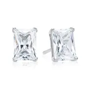 Sterling Silver 7x5mm Cubic Zirconia Stud Earrings