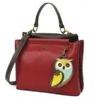 NEW Chala Converts Satchel Crossbody Tote Burgundy Red OWL Coin Purse Vegan gift