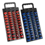 96-Piece Portable Socket Organizer Steel Tray, Socket Holders 48 PC Blue&Red