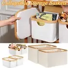 Bamboo Handles Laundry Storage Basket Collapsible Small Laundry Hamper Clothes