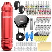 Wormhole Tattoo Kit Gun Machine for 105 Piece Set, Red