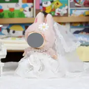 Labubu Baby Clothes 17cm Labubu Cloth Clothes Heartbeat Macaron Vinyl Face Doll Baby Clothes Replacement——style:During the wedding ceremony (wedding dress+necklace+veil)