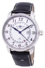 Zeppelin LZ 127 Graf GMT White Dial Leather Strap Analog Z76421 50M Mens Watch