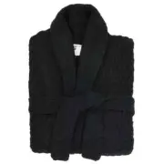 New $180 Kashwére Basket Weave Adult Robe, Black - Small/Medium