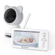 Smart WiFi Baby Monitor 5 Inch LCD Babyphone Video Camera Mobile App Control PTZ HD Night Vision Two-Way Audio Lullabies