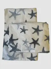 CYNTHIA ROWLEY - STARFISH - BLUE WHITE - HAND TOWELS SET OF 2 - NEW
