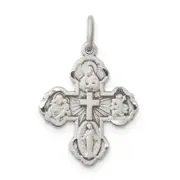 Sterling Silver Antiqued Mini 4-Way Medal Cross Pendant