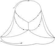 [Generic] Summer Sexy Layered Sequin Bra Body Chains Simple Metal Belly Chain Bikini Harness Chest Body Chains Beach Thin Waist Chain Jewelry for Women