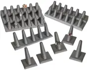 40 Finger Displays Grey Faux Leather Ring Displays Jewelry Ring Stands Black 8pc