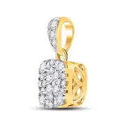 14k Yellow Gold Round Diamond Square Pendant 1/2 Cttw