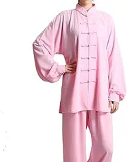 [JFBTHI] Men and Women's Tai Chi Uniform Chinese Traditional Cotton Plus Silk Button Stand Collar Martial Arts Suits Long Sleeve Morning Exercises Kung Fu Clothing Soft and Breathable Summer,001,XL