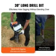 52CC Gas Post Hole Digger with 0.15m & 0.25m Drill Bits, 3 Extension Rods