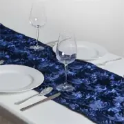 Navy Blue 14x108" RIBBON ROSES TABLE RUNNER Fancy Wedding Party Linens SALE