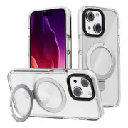 For iPhone 15 Plus TPU+Acrylic Phone Back Case Compatible with MagSafe Kickstand Clear Phone Cover