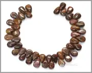 45 Brown Pietersite Flat Pear Beads 6x9mm #77037
