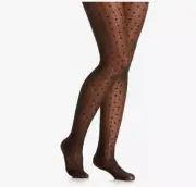 HUE Gotta Have It Control Top Diamond Dot Sheer Pantyhose Black Size 1 - NWT