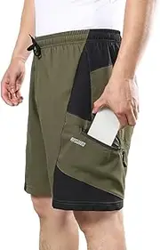 [Gesaofa] Men's Reflective Waterproof 2 in 1 Cycling Shorts, Lightweight Anti-Slip Riding Shorts Wicking Tight Mountain Bike Shorts for Men