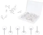 AIEX 100pcs Clear Round Push Pins, Silver Ball Push Pins with Storage Box Round Thumb Tacks Bulk for Daily Study Office Data Storage Organizing Files