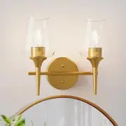 Modern Vanity Lighting Fixture, 2 Light Over Mirror, Wall Lamp 2-Light Gold