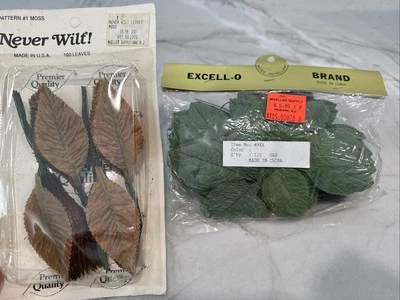 Vintage Lot Floral Supplies 72 EXCELL-O Leaves & 100 Never Wilt Petals Leaves