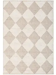 Seda Natural Cream Diamond Checker Pattern Rug