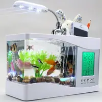 在飛比找蝦皮購物優惠-多功能桌面迷你水族箱 小魚缸 USB水族箱 迷你魚缸 多功能