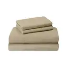 100% Cotton 4PCs Flannel Sheet Set, Queen Size, Beige | Double-Brushed for Ex...
