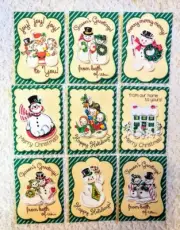 Set of 9 Cards~Vintage Christmas Snowmen~Pocket Pen Pal Cards~Scrapbooking~40N