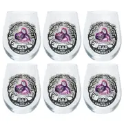 6PK Mad Cat Stemless Wine Glass Tumbler Cup Party Drinkware Clear
