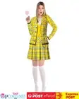 Yellow Clueless Cher Costume Yellow No Clue School Girl 90s Film TV Fancy Dress