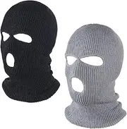 [JNFOSEG] 3 Hole Winter Knitted Mask, Outdoor Sports Full Face Cover Ski Mask Warm Knit Balaclava for Adult