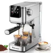 Espresso Machine, 20 Bar Espresso Maker Milk Frother & LCD Panel, Hot & Iced ...