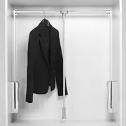 Pull Down Closet Rod Aluminum Adjustable, Collapsible Closet Rod Retractable Cabinet Rail Lifter Hanger Organizer Storage System Soft Return Space Saving,Silver,600~830mm FANDIAO