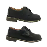 Ladies School Shoes Wilde Janna Black Leather Wide Fit Lace Up Size AU 5-12