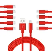 Catzon 1M 2M 3M 10Packs Micro USB Cable Nylon Braided Phone Cable Fast Charger Cable USB Cord -Red