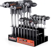 HORUSDY 18-Piece T-Handle Hex Key Set, Inch/Metric Long Arm Ball End Allen Wrenc
