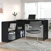 Black Corner Designs Desk, Engineered Wood Computer Table for Home Office Gaming, Adjustable Height, Standing Work and Electric Stand Desks