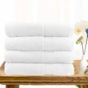 4 piece ultra light cotton bath towels in white