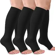 3 Pairs Toeless Compression Socks,15-20mmHg Neuropathy Socks Bunion Socks Opened Toe Compression Stockings for Men Women,Suit for Running,Nurse,Travel,Cycling