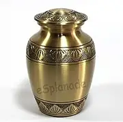 eSplanade Metal Cremation Urn Memorial Jar Pot Container | Medium Size Urn for Funeral Ashes Burial | Butterflies Printed Metal Urn | White-Red - 6" Inches (Bronze)