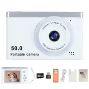 4k Digital Camera Digital Point And Shoot Camera With 32GB Memory Card And Fill Light For Boys Girls-White