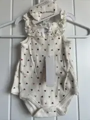NEW NWT Baby Willow & Whimsy 3 pc 6/9 Months Heart Short set Pretty!