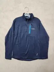Eddie Bauer Quarter Zip Grid Fleece Pullover Mens S Navy Blue Motion NEW