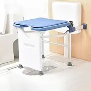 Wall Chair 2 In1 Shower Chair for Elderly Foldable, Bathroom Stool Toilet Chair, Wall Mounted Shower Seat for The Elderly with Removable and Washable Comfortable Cushion, 120kg Load