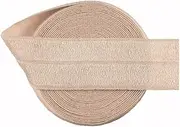 Bristlegrass Tan 5 Yard 3/4 Inch Matte Fold Over Elastic Band Foe Spandex Ribbon for Hair Tie Headband Dress DIY Sewing Trim Solid Color Ribbon Sewing lace Tan（5Yard 3/4")