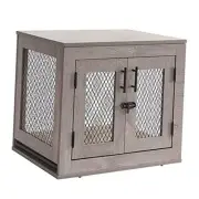 Dog Crate Furniture, Wooden Dog Kennel for Small 25.6"L x 18.6"W x 21.6"H Grey