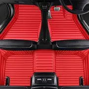 Daoori Custom Car Foot Mat - Suitable for 2024 Hyundai Kona RHD - All Weather Waterproof, Anti-Slip of Personalized Full Coverage Carpet Liner(Strip Red)